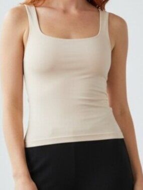 NEW Warm Beige Double Thick Stretch Rounded Square Neck Tank